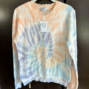 NWT. Fate distressed tie dye sweater size M